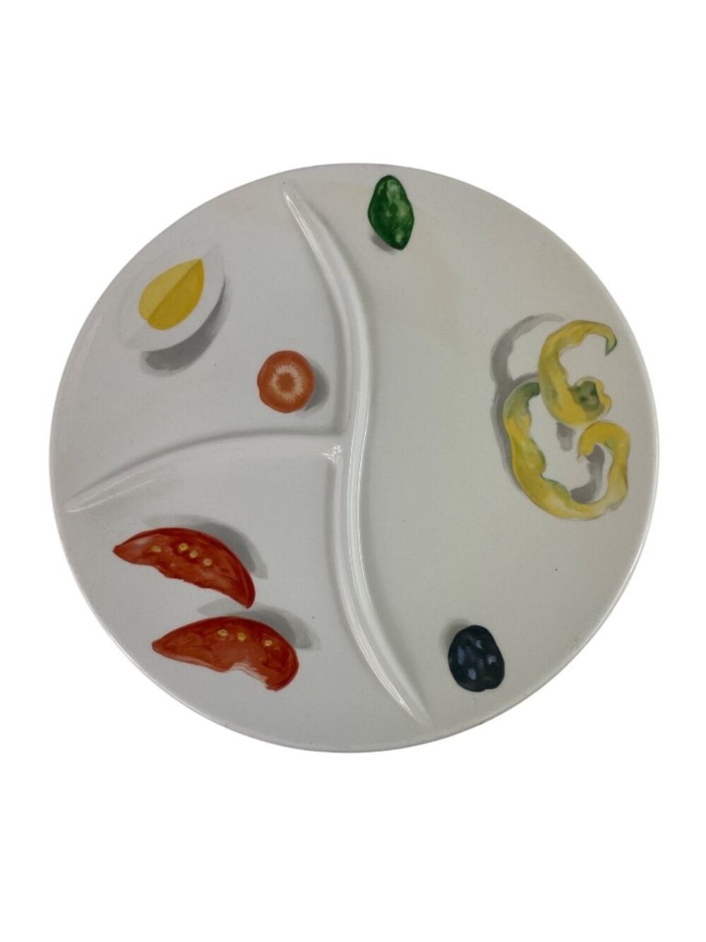 Ironstone Divided Veggie Antipasto Snack Plate 10" Appetizer Dish
